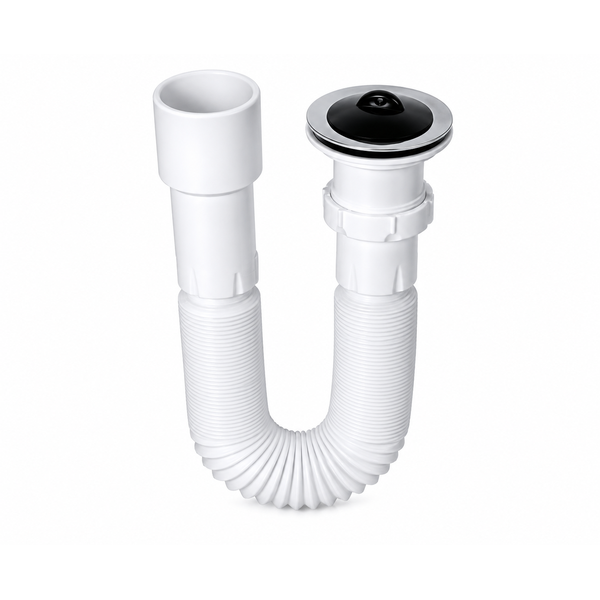 Sifão Flexível Alongável PVC c/ Válvula